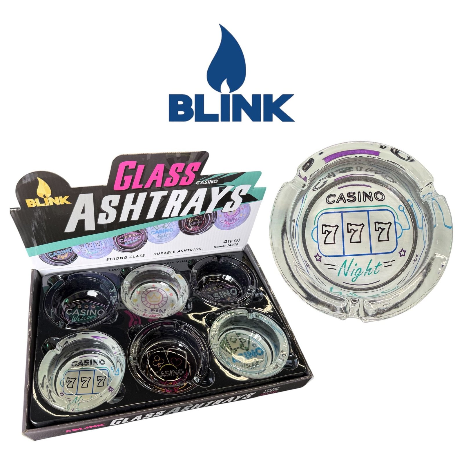 Blink 14379 Glass Ashtray Casino- 6ct