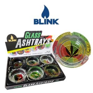 Blink 14382 Glass Ashtray Rasta 1- 6ct