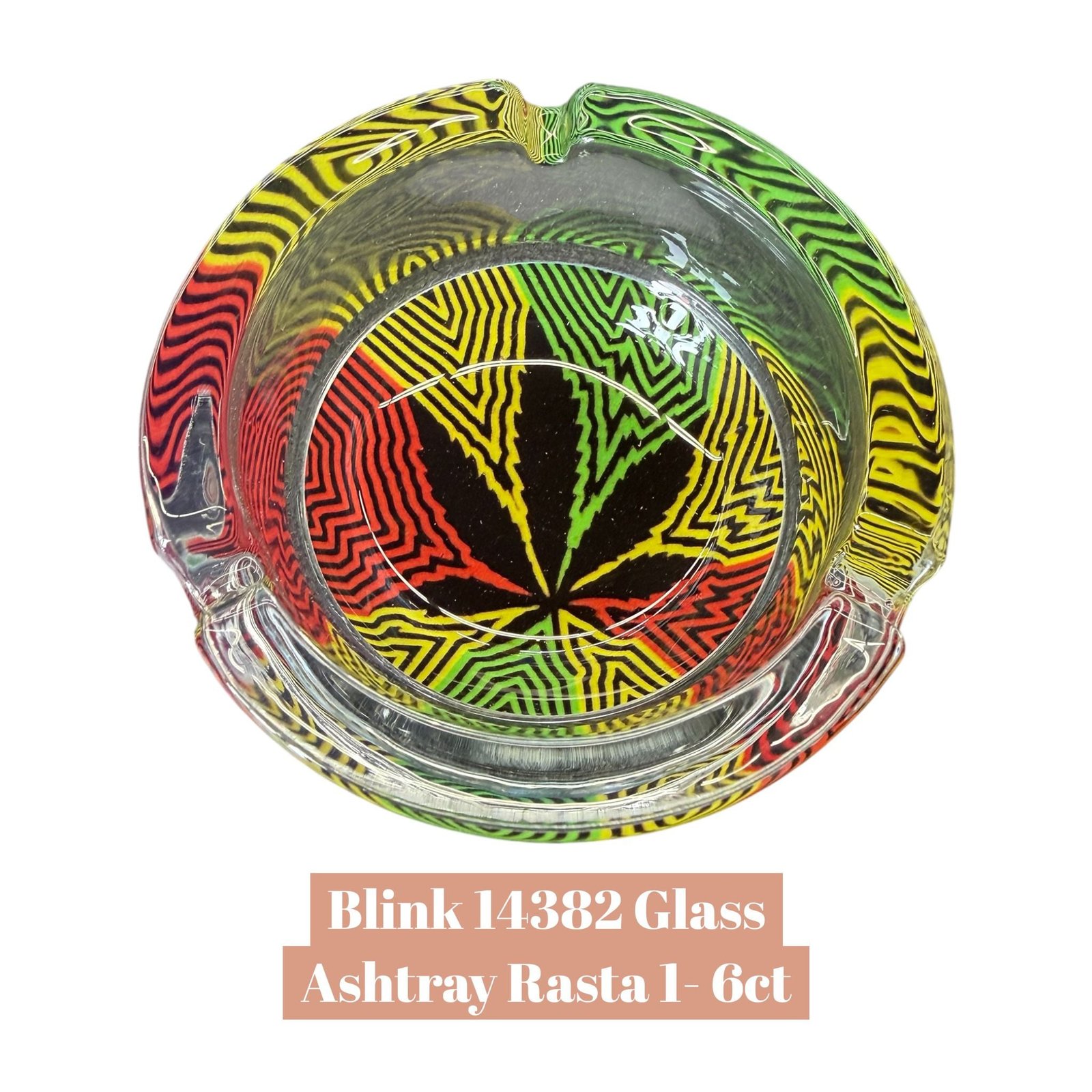 Blink 14382 Glass Ashtray Rasta 1- 6ct - Image 2