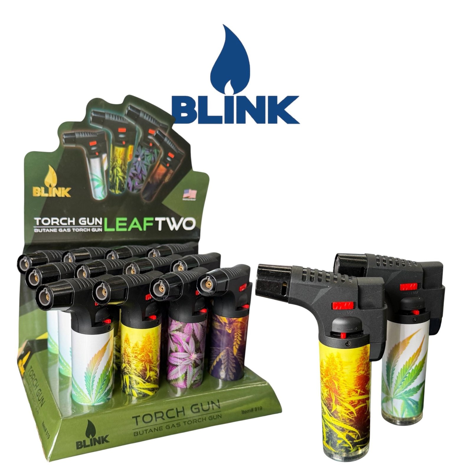 Blink 819 Torch Lighter Med Leaf 2-12ct