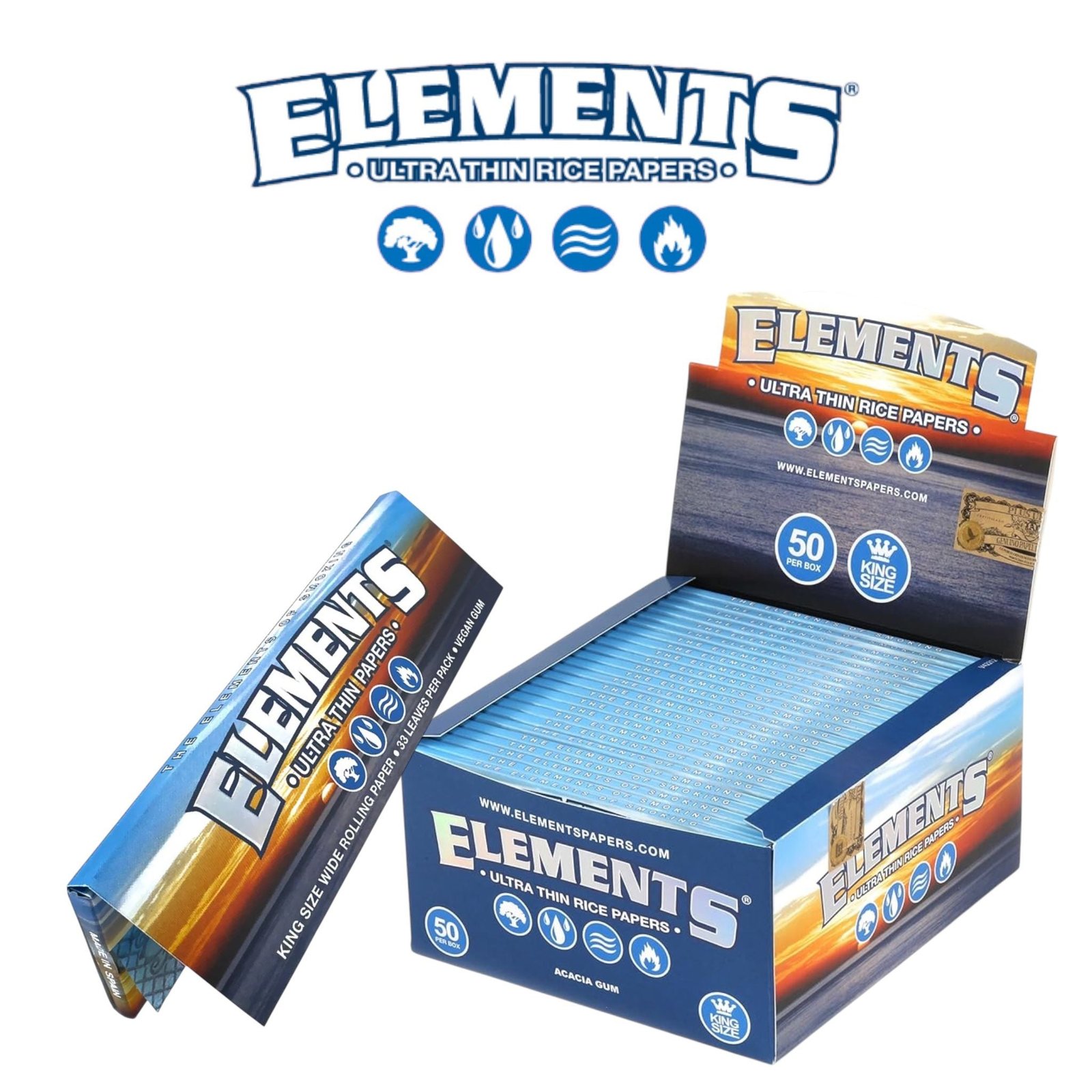 Elements Rolling Paper Single KING Wide-50ct