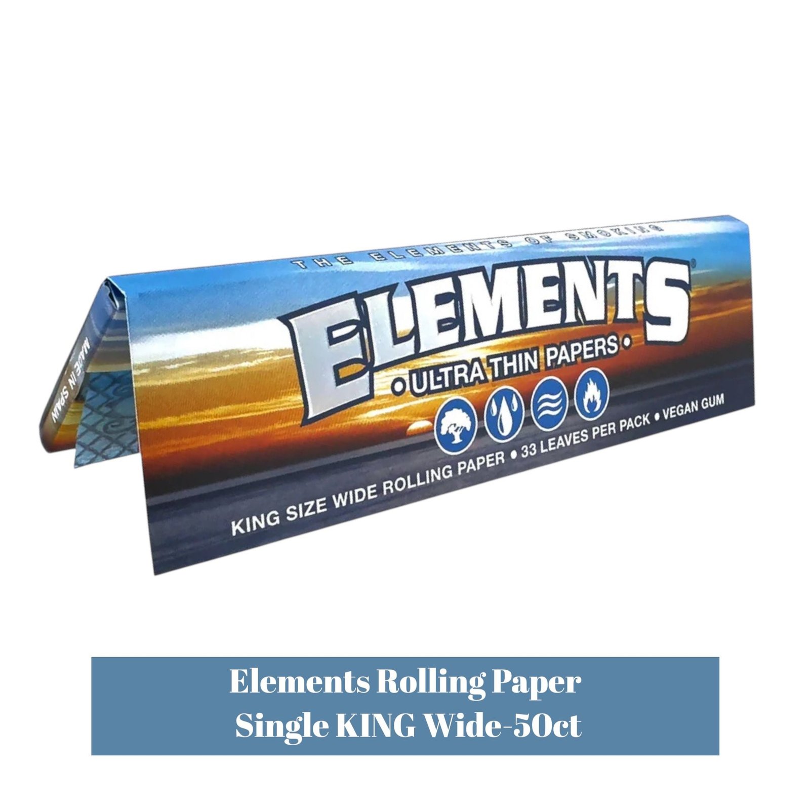 Elements Rolling Paper Single KING Wide-50ct - Image 2
