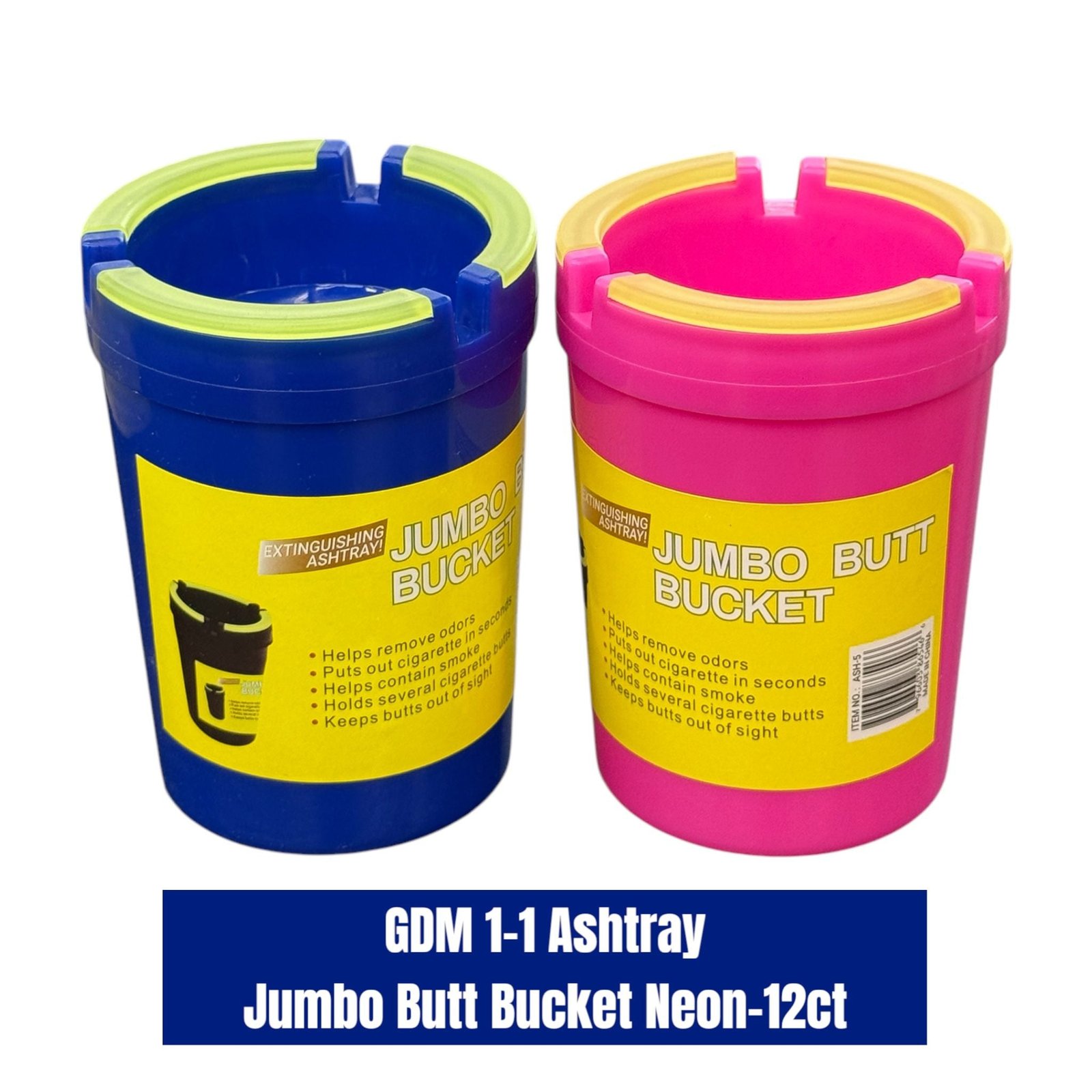 Jumbo Butt Bucket Neon Ashtray- 12ct - Image 2