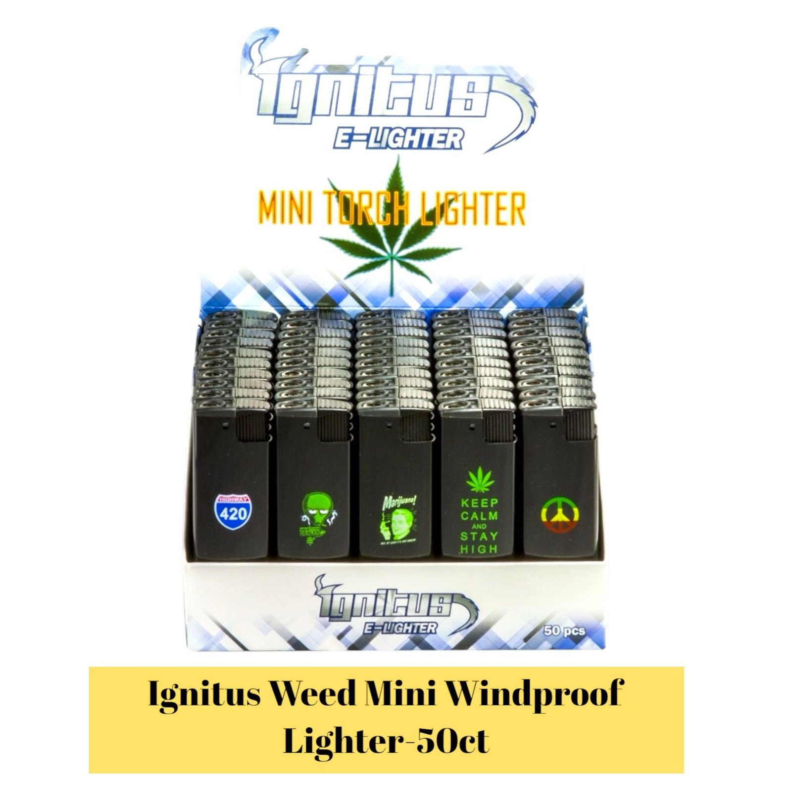 Ignitus Weed Mini Windproof Lighter-50ct - Image 2