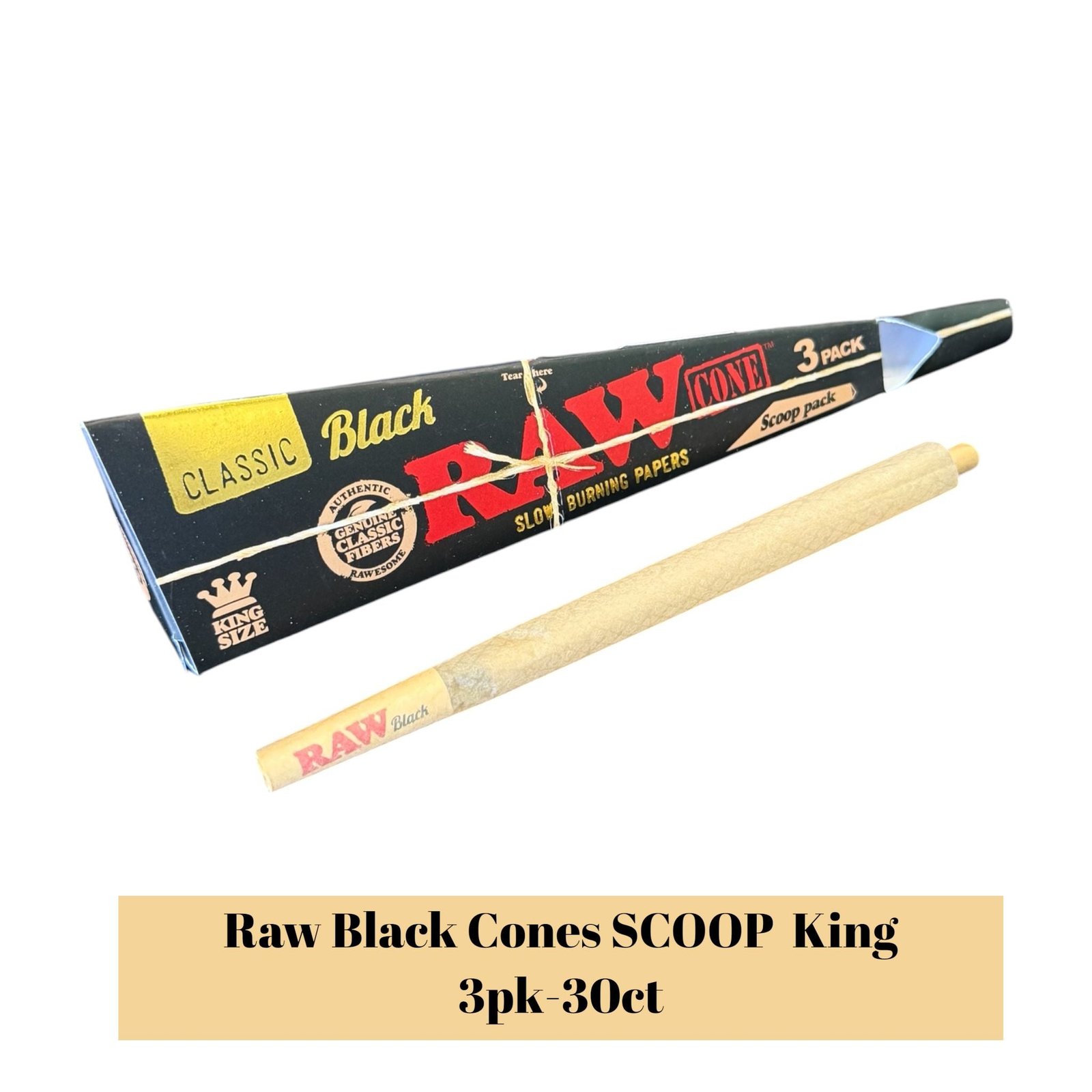 Raw Black Cones SCOOP King 3pk-30ct - Image 2