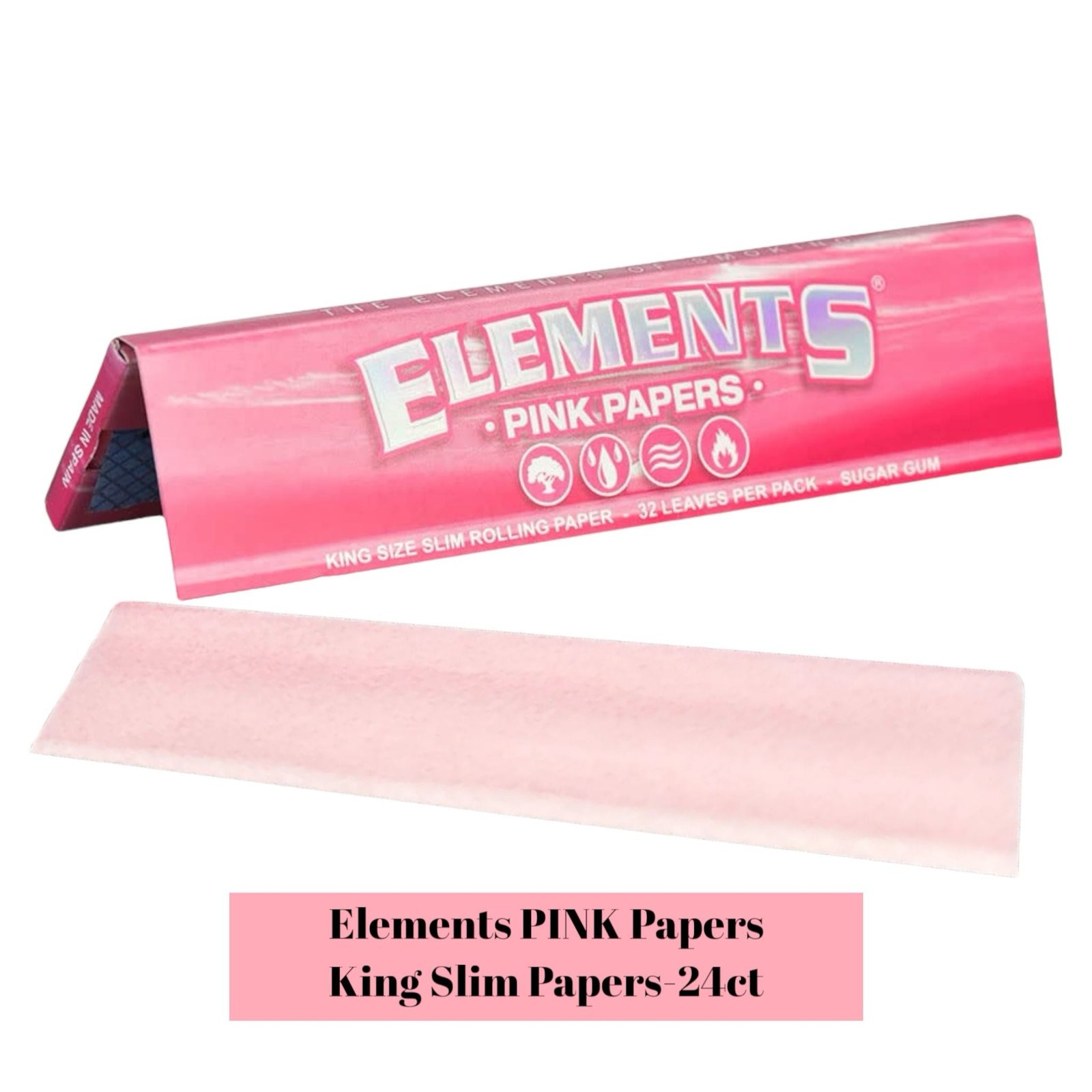 Elements Rolling Paper Pink King Slim - 50ct - Image 2